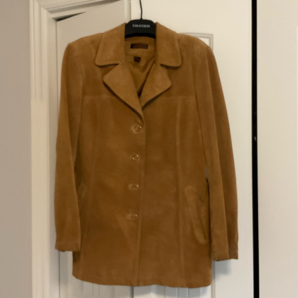 Danier Camel Suede Button-Down Coat